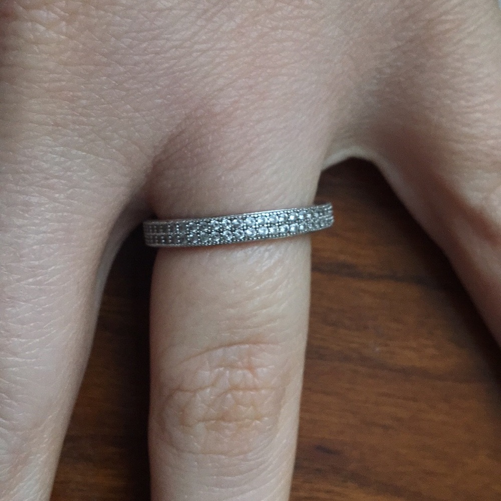 Swarovski crystal double row band with millgrain